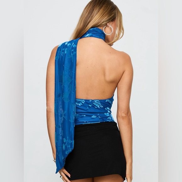 NWT Princess Polly Frostbloom Royal Blue Scarf Neck Bodysuit size 2 - Picture 4 of 13